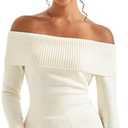 SUUKSESS Women Off Shoulder Sweaters Long Sleeve Ribbed Knit Going Out Fall Tops Blouse Size M
