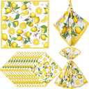 12 Pcs Lemon Cloth Napkins Lemon 20"x20" Washable Dinner Tea Party Napkins for Kitchen Party Wedding Restaurant Indoor Outdoor Botanical Fresh Spring Summer