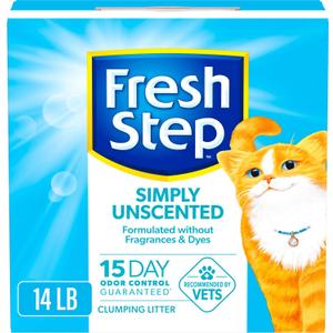Fresh Step Simply Unscented Clumping Litter, Fresh Step Unscented Cat Litter With Activated Charcoal Technology, 14 lb. Box