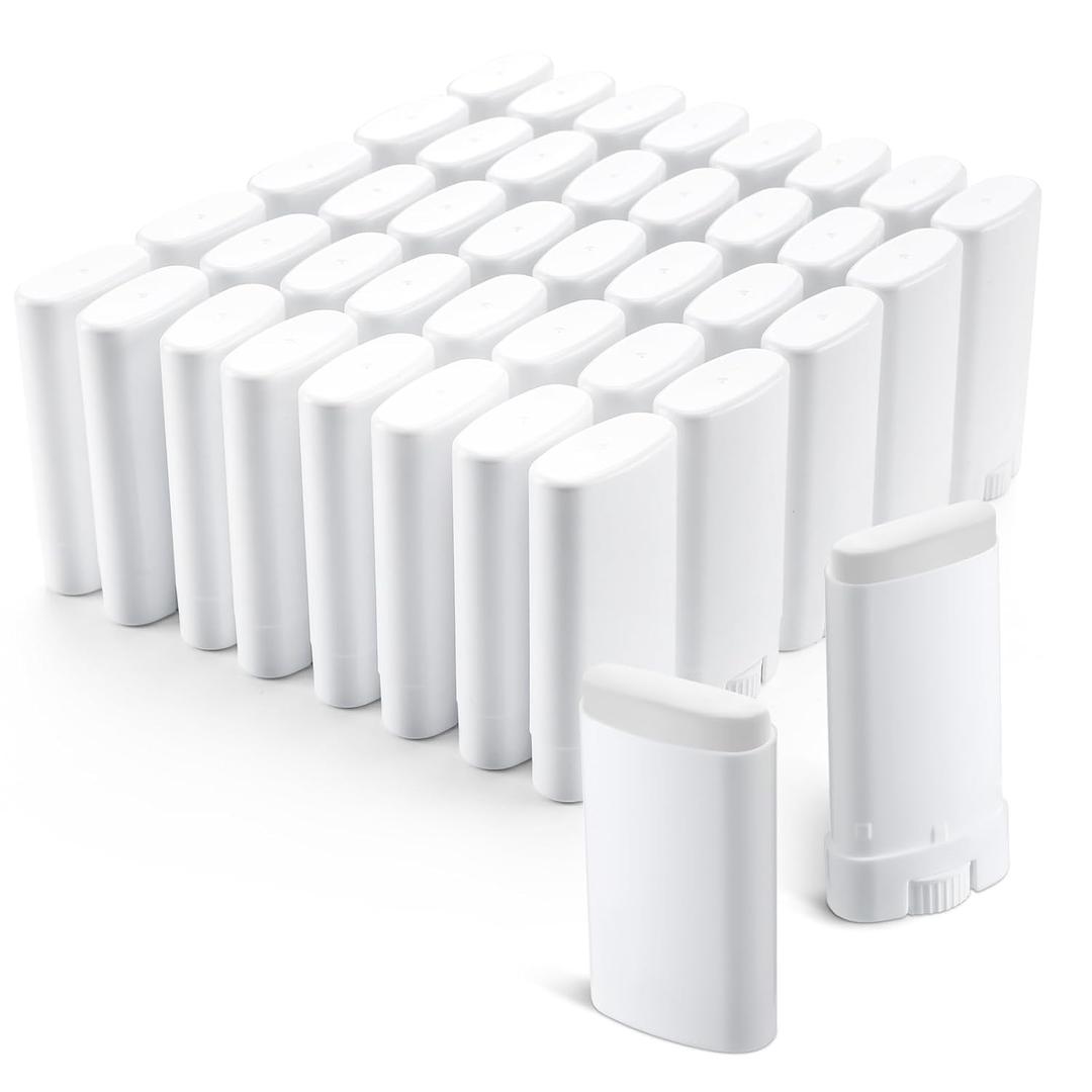 Wesiti 100 Pcs Plastic Empty Deodorant Containers 1/2 oz Travel Deodorant 15ml Refillable Containers Tubes Oval Lip Balm Tubes for Lip Balm DIY, White