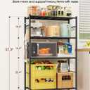 Sakugi Storage Shelves - 4-Tier Spacious Shelf Organizer with Hooks & Leveling Feet, Easy to Assemble, Rust-Resistant Garage Shelving for Kitchen, Pantry, Bedroom, 33.2" x 12.7" x 57.3", Black