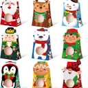 Pajean 36 Pcs Christmas Treat Boxes with Clear Window, Xmas Candy Goodie Cookie Box Bulk Paper Christmas Gift Bag for Holiday Treat Wrapping Supplies Classroom Xmas Party Favors (6 x 4 x 2 Inch)