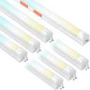 6-Pack LED shop lights 4ft, 3000k-6500k CCT adjustable,15W-40W adjustable Linkable shop lights frosted cover, 5,600LM T8 Integrated tube, Plug and Play LED ceiling lights for Garage,Workshop,basement