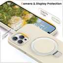Soft Liquid Silicone Case for iPhone 15 Pro with Magnetic Invisible Stand, Military Grade Shockproof Protection, Anti-Scratch Microfiber Lining Covers for iPhone 15 Pro, White