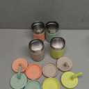 Pandaloo Smoothie Cups for Kids - Stainless Steel Toddler Tumbler with Straw, Sippy Cup for Smoothies - BPA-Free, Toddler Snack Cups, 10 oz (Pack of 4, Creamy Mushroom/Sage/Lime/Peach)