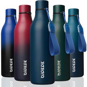 BJPKPK Insulated Water Bottles, 25 oz Stainless Steel Metal Water Bottle with Strap, BPA Free Leak Proof Thermos, Mugs, Flasks, Reusable Water Bottle for Sports & Travel, Navy Blue