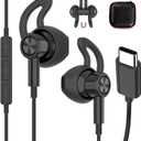 iMangoo Wired Earbuds for Apple/Android USB C Headphones with Anti-Fall Ear Buds Tips DAC Chip Corded Type C Earphones for iPhone 15 16 17 Pro Max for Samsung/Galaxy S25 S24 S23 USBC Headphone Black