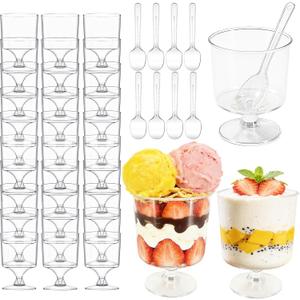 120 Pack Parfait Cups with Spoons(5 oz),Mini Plastic Dessert Cups, Appetizer Cups Shooter Cups for Party Yogurt Parfait Jello Fruit