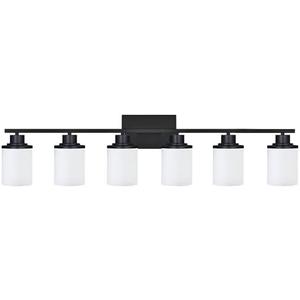 MILUCES 6-Light Bathroom Vanity Light with Milky White Glass Shade, Modern Vanity Lights for Bathroom Black Indoor Wall Mount Lights for Dressing Room Entryway Laundry Room (1 Light broke)
