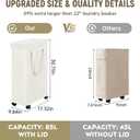 85L Laundry Hamper with Wheels, Lid, Handles & Collapsible, Slim Tall Rolling Laundry Basket for Small Spaces, Foldable Dirty Clothes Organizer for Bedroom, Dorm, Laundry Room, Bathroom,Beige, 17.3" x 9.8" x 30.7"