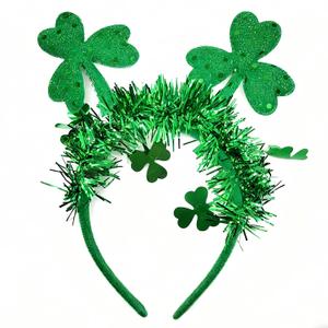 2 x Doneace St. Patrick's Day Headband Green Clover Hair Bands Shamrock Head Bopper Hair Accessory for Women Irish Costume Headbands Parade Party Favors