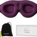 ALASKA BEAR 100% Blackout Sleep Mask for Women and Men, 3D Pillowy Soft Light Blocking Eye Mask with Contoured Eye Cups, Earplugs Set, Purple