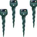 Mole Repellent Solar Powered, 4 Pack Snake Repellent for Yard, Waterproof Ultrasonic Deterrent Stakes, Get Rid for Rabbit, Gopher, Vole, Skunk, Chipmunk, Deer, Groundhog Sonic Spikes for Lawns Garden