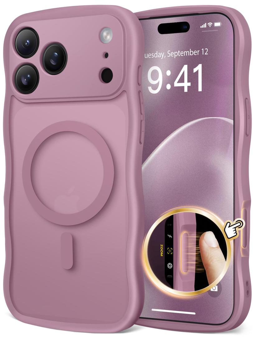 Dasku for iPhone 17 Pro Max Case for Women Girls, Compatible with Magsafe[Military-Grade Full Camera Protection] Magnetic Wave Translucent Matte Shockproof Phone Case for 17 Pro Max Cover  