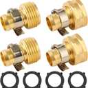 Brass Garden Hose Repair Connector with Clamps Hose End Repair Kit,Fit for 5/8"Garden Hose Fitting,Male and Female Hose Fittings,2-Set
