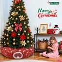 Cat Tunnel Christmas Tree Skirt Cat Tunnel Bed for Indoor Cats Play Donut Tunnel Toys S Shape for Rabbit Ferret (Red)