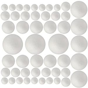 50 Pack Craft Foam Balls, 5 Sizes(1-2.4 Inches), White Polystyrene Smooth Round Balls, Foam Balls for Arts and Crafts, Christmas, DIY Craft for Home, Supplies School Craft Project and Holiday Party