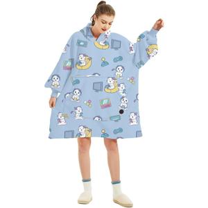 THREE POODLE Wearable Blanket Hoodie for Women, Oversized Sherpa Sweatshirt Blanket for Adults Men, Cozy Cat Hooded Blankets, Gifts for Teen Girls Women Mom Sister