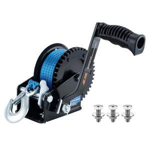 AC-DK 1600lbs Heavy Duty Boat Trailer Winch with 26FT Strap, 2-Way Ratchet & 4:1 Gear Trailer Winch, Portable Hand Crank Winch for Boat, Truck, Trailer, RV, ATV, Jet Ski