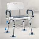 Adjustable Shower Chair for Seniors with Arms and Back, Height Adjustable Bath Seat for Elderly and Disabled, Non-Slip Shower Seat for Inside Shower, HSA/FSA Eligible Bath Chair for Bathtub