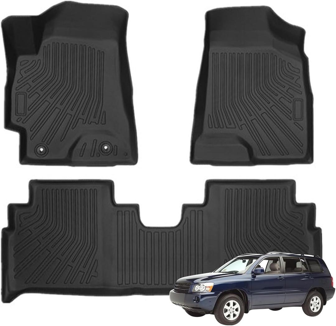 Priprilod Floor Mats Fit for Toyota Highlander 2001-2007 All Weather Protector TPE Floor Liners Custom Fit Car Mats Non-Slip