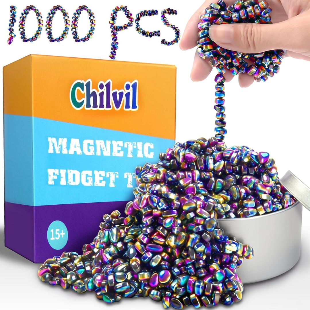 1000pcs Easter Basket Stuffers for Teens Boy, Fidget Toys Metal Balls Stones Beads Quiet Office Desk Stress Anxiety Relief Cool Gadget Sensory Autism Ferrite Putty Valentines Day Gifts for Him