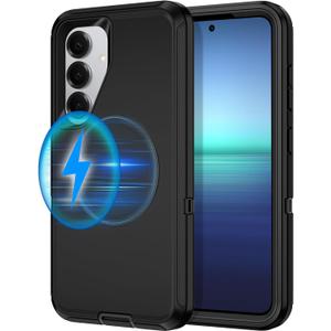 I-HONVA for Samsung Galaxy S25 Plus Case,Galaxy S24 Plus Case [Compatible with MagSafe] Shockproof 3-Layer Full Body Protection [Without Screen Protector] Rugged Heavy Duty Cover,Black
