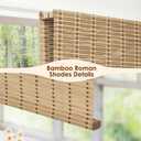 Cordless Bamboo Roman Shades, Light Filtering Bamboo Blinds Shades for Indoor Windows, UV Protection Roll Up Blinds for Home, Office, 28" W x 64" H, Natural