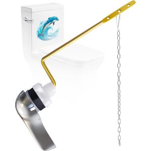 Toilet Handle Replacement Kit Universal - Side-Mount Toilet Handle Tank Flush Lever with Stainless Steel Flapper Chain, Compatible with Gerber, American, Standard, Kohler, TOTO,Chrome