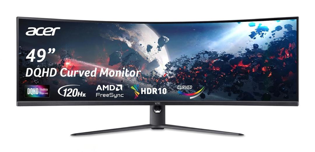 Acer Nitro 49 Gaming Monitor | UltraWide DQHD 5120 x 1440 | 1000R 32:9 Curved | AMD FreeSync | Up to 120Hz Refresh Rate | 3ms (G to G) | 1 x Display Port 1.4 & 2 x HDMI 2.0 Ports | EI491CUR J0biiphx