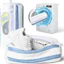 2 x Anybar Shoe Washing Machine Bag Sneaker Laundry Bags Cleaning Shoes- for Washer and Dryer Microfiber Sneakers Shoe Wash Bag with Self Locking Zipper 2PCS Reusable Cleaner Bags (Blue White)