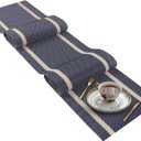FAVE Woven Vinyl Table Runner Navy Blue Table Runner Woven with Golden Threads 72x12 Inches Wipeable Waterproof Dining Table Mats (Blue-72x12)