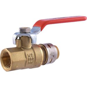 SharkBite Max 1/2 Inch x 1/2 Inch Ball Valve with FNPT Connector, Push to Connect Brass Plumbing Fitting, PEX Pipe, Copper, CPVC, PE-RT, HDPE, UR22182A