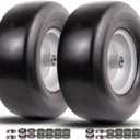 13x5.00-6 Flat Free Tire and Wheel,Front Zero-Turn Smooth Tire Assembly Replacement for Riding Lawn Mower Garden Tractor,with 3/4" & 5/8" Precision bearings,3.25"- 5.9" Center Hub (2 Pack)