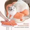 Flower Cat Tree 34" Scratching Post Small Cat Tower for Large Cats,Featuring with 15.7Large Hammock, Removable Top Bed and Wide Condo for Indoor Cats-Beige