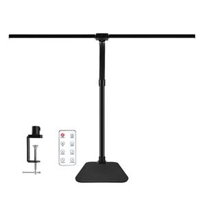 LED Desk Lamp for Office Dorm Home - Eye Caring Desk Light with Timer, Remote Control 24W Brightest Dual Screen Computer Monitor Gooseneck Dimmable Table lamp with Anti-Glare Cover Clamp & Base