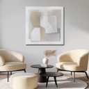 SHEYOYE Beige Hand Painted Abstract Wall Art for Living Room 40x40 Inch