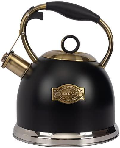 Tea Kettle -3.0 Quart Tea Kettles Stovetop Whistling Teapot Stainless Steel Tea Pots for Stove Top Whistle Tea Pot (Black)