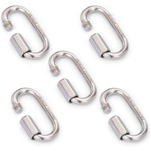 SHONAN Heavy Duty Marine Chain Quick Links, Stainless Steel Chain Connectors, Corrosion Resistant Locking Carabiners (2.3 Inch, 5 Pack)