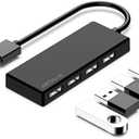 USB 3.0 Hub, 4 Port USB Hub Splitter,Portable USB Adapter Mini Multiport Expander for Desktop, Laptop, Xbox, Flash Drive, HDD, Console, Printer, PC, Keyboards, HP, Dell (0.8 Ft/0.25M, Black-Plastic)