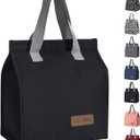 TELLUMO Lunch bag, Insulated Lunch Bag for Women Men Large Lunch Box Container Reusable Leakproof Tote for Office, Work, School, Beach or Travel (Black)