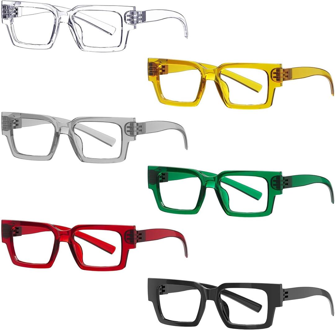 Eyekepper 6 Pack Blue Light Blocking Reading Glasses Metalless Screwless Spring Hinges Computer Readers for Men and Women +2.75