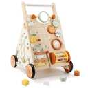 Wooden Baby Walker, Baby Push Walker with Activity Center for Girls Boys, Montessori Push Walker Toys for Babies Learning to Walk, Sit-to-Stand, for 10-12 Months 1 2 3 Years Old