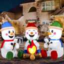 Joiedomi 6 FT Long Christmas Inflatable Snowman with Campfire, 3 Pack Small Snowman with Built-in LEDs Christmas Blow Up Yard Decoration with Light for Xmas Party Outdoor, Garden, Lawn Winter Decor