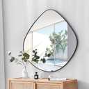 Irregular Wall Mirror Matel Matte Black Framed Wall Mirror for Living Room Bedroom Bathroom Entryway Wall Decor 23.6" L x 23.6" W ELE-004B