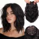 LEEONS 11" Short Wavy Hair Topper, Lightweight & Breathable Synthetic Wiglet for Women with Thinning Hair, 6.5x6.5 Base Natural Look Coverage