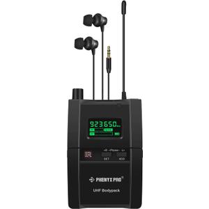 Phenyx Pro PTM-10 Stereo Wireless in Ear Monitor System Bodypack Receiver, Performance with 89 Adjustable Frequencies (One receiver Only)