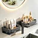 Over The Sink Bathroom Shelf Organizer, No-Drill Countertop Caddy for Toiletries & Skincare, Rust-Proof Carbon Steel & Aluminum, Fits Most Faucets (Gray, 19.68inch)