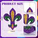 Bucherry 4 Pcs 10 Inch Large Mardi Gras Ornaments Glitter Fleur De Lis Decorations Mardi Gras Purple Green Gold Wreaths for Door Window Tree Masquerade New Orleans Holiday Party Decor