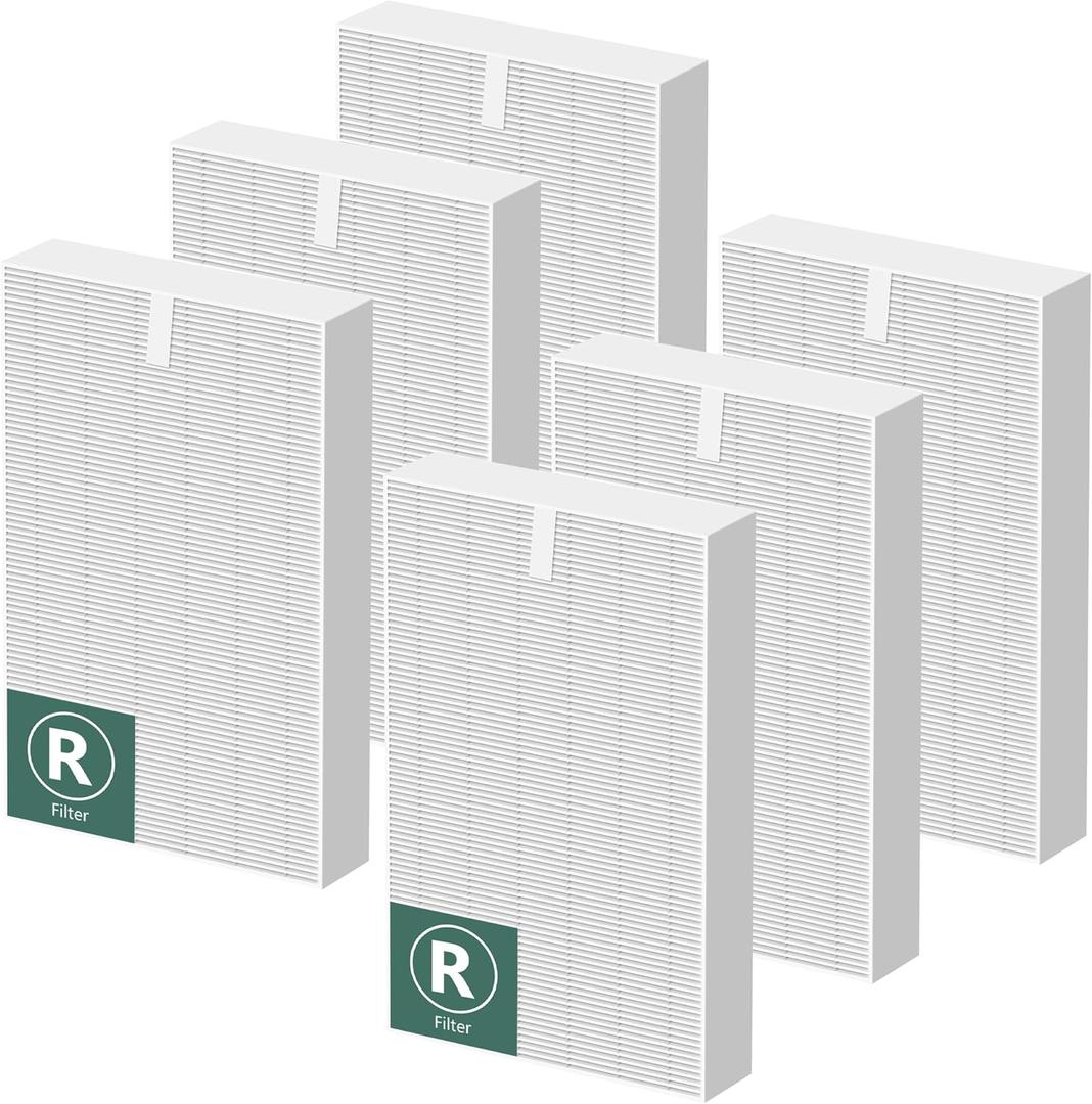 HPA300 HEPA Air Purifier Filter R Replacement for Honeywell Air Purifier HPA 100/200/300 and 5000 Series, 6 Pack True HEPA Filter Compatible with Honeywell R Filter (HRF-R3 & HRF-R2 & HRF-R1)